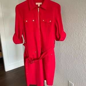 Chic Michael Kors Half-Zip Red Dress